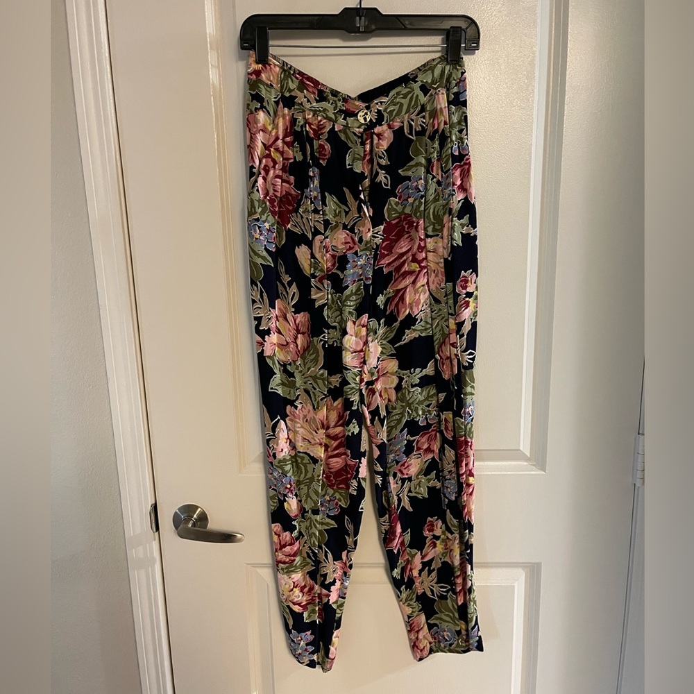 Vintage floral high waist pants